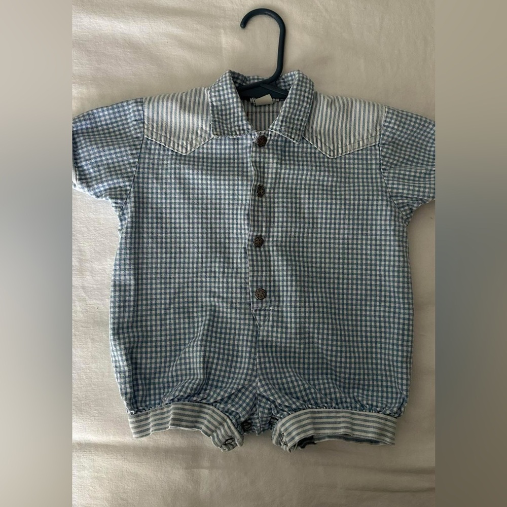 OshKosh B'gosh Blue and White Plaid overall